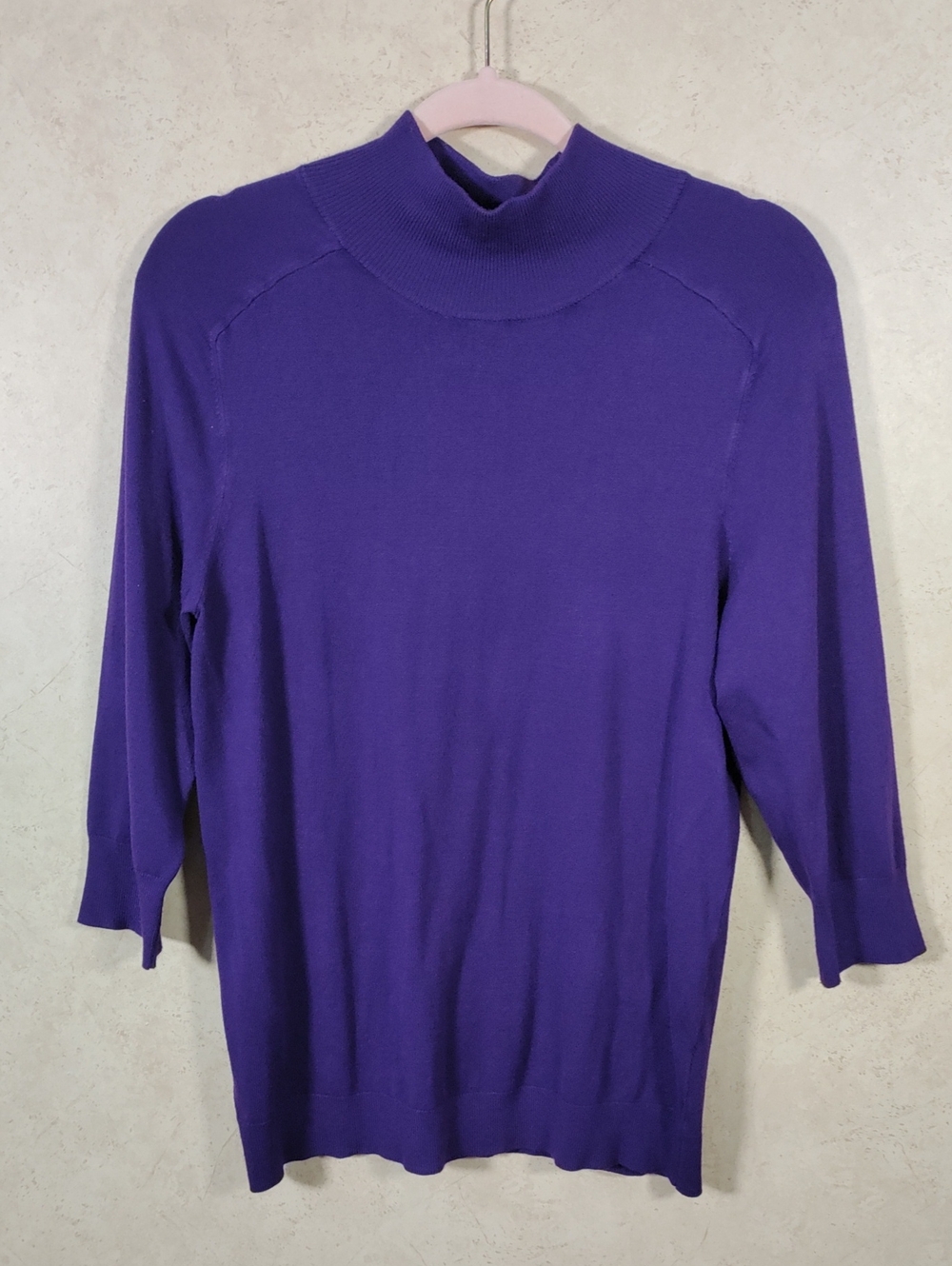 J099 Apt. 9 Purple Mock Neck 3/4 Sleeve Sweater L